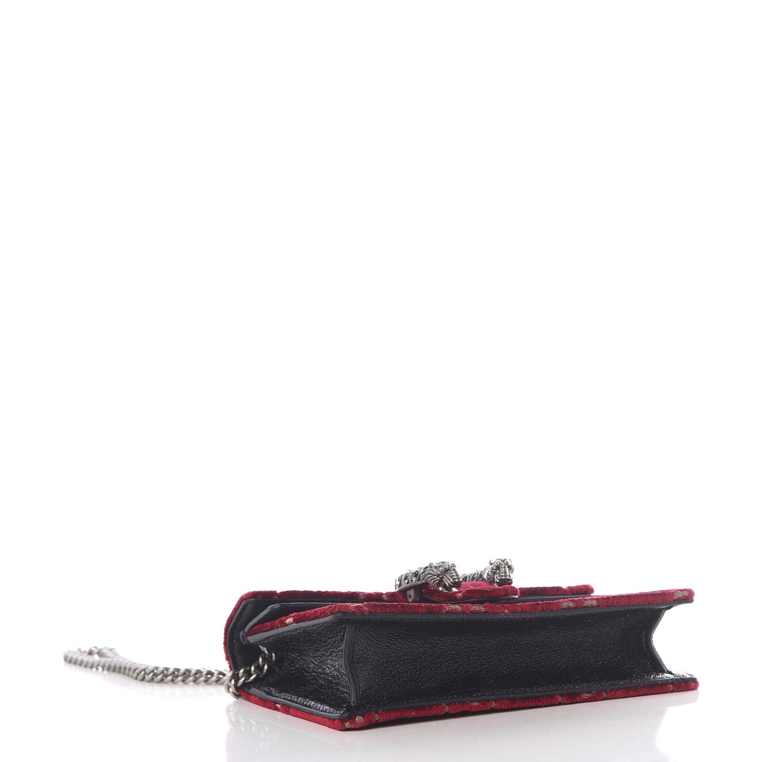 Gucci Velvet GG Monogram Super Mini Dionysus Shoulder Bag Red Cipria Black 3 of 11