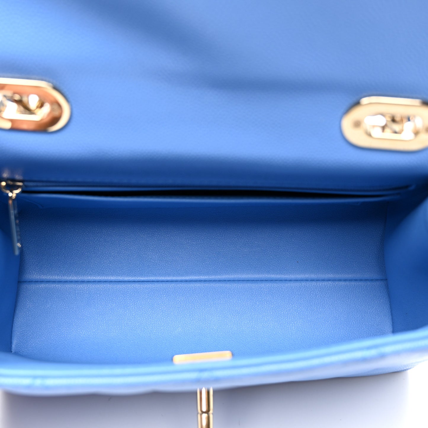 Caviar Quilted Mini Retro Twist Top Handle Flap Blue