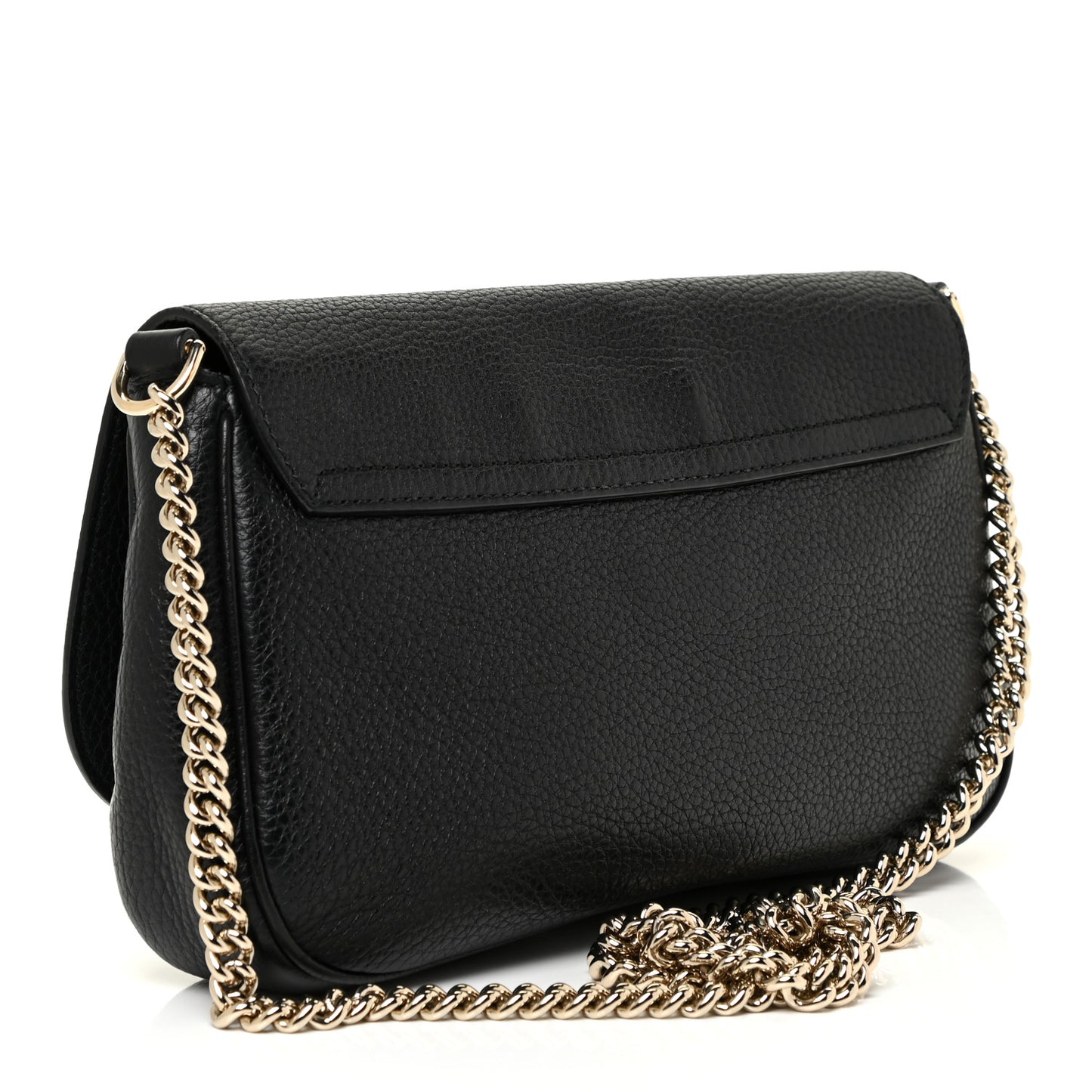 Pebbled Calfskin Medium Soho Flap Crossbody Black