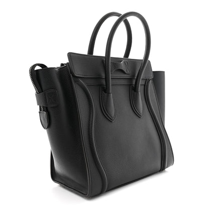 Celine Drummed Calfskin Micro Luggage Black 3 of 10