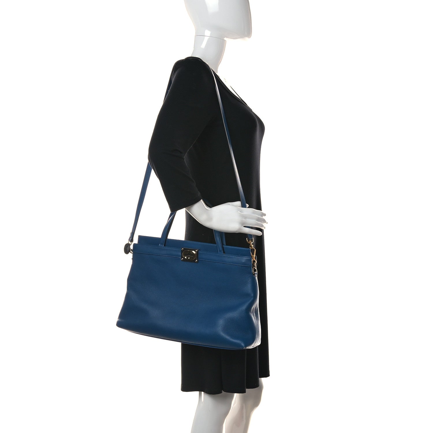 Gucci Lambskin Medium Linea Matisse Top Handle Bag Blue 3 of 14