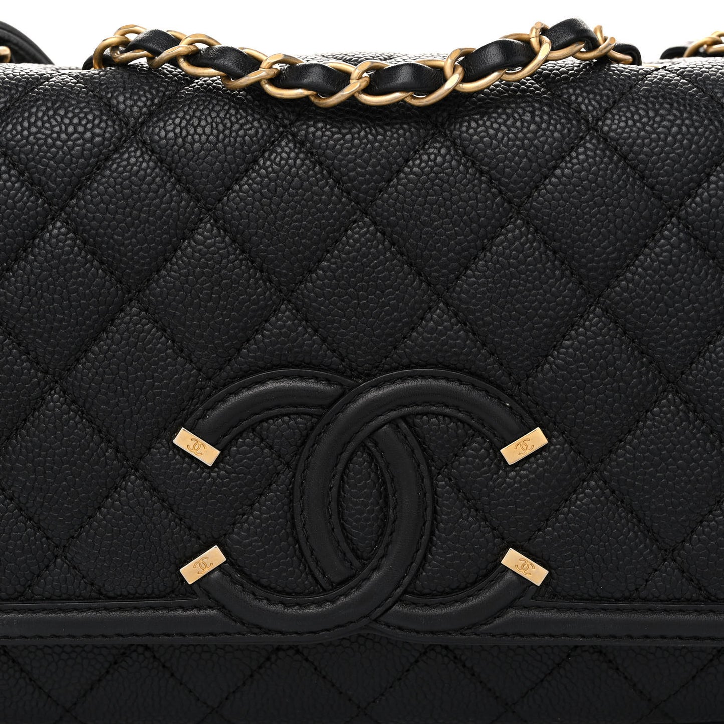 Caviar Quilted Medium CC Filigree Flap Black