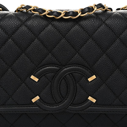 Chanel Caviar Quilted Medium CC Filigree Flap Black 8 of 10