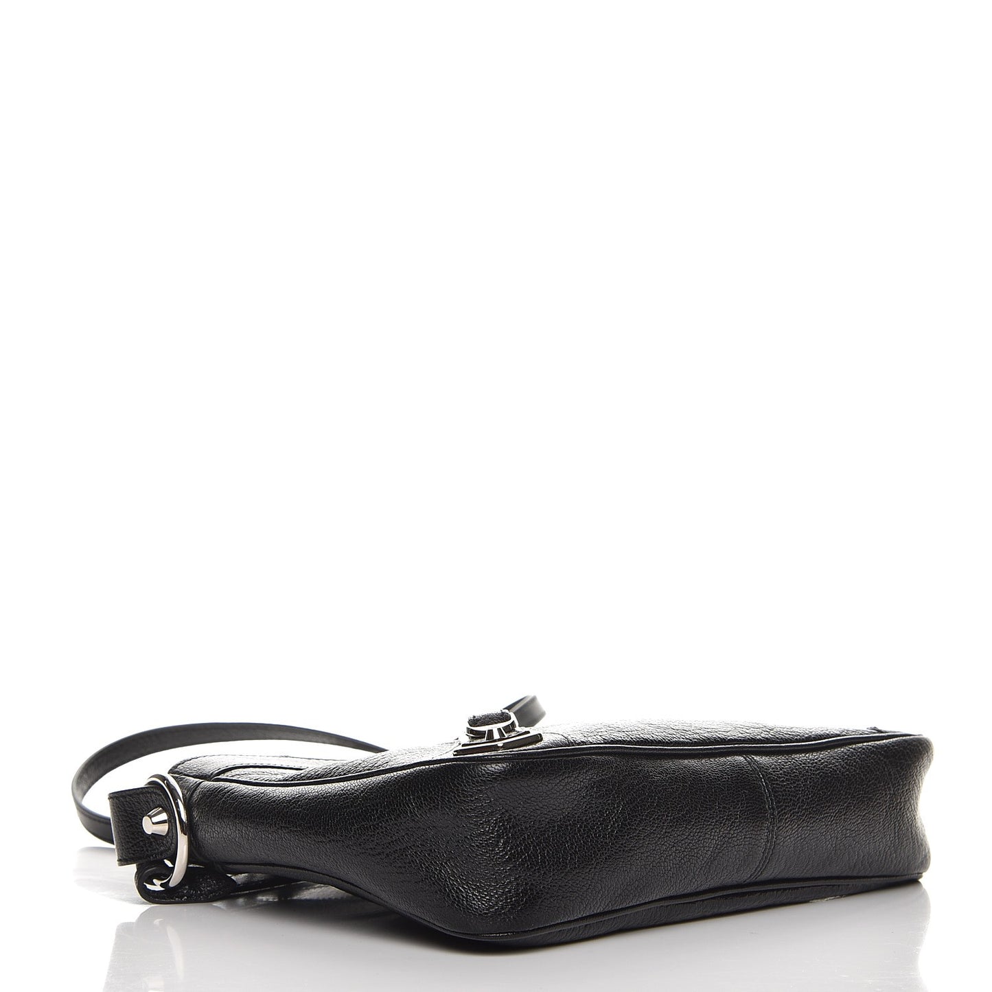 Chevre Silver Metallic Edge Hardware Hip Black