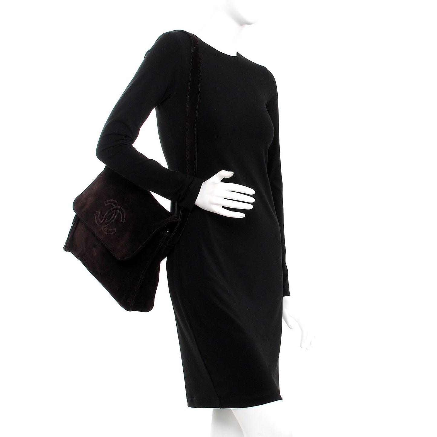 Suede Tassel CC Shoulder Bag Brown