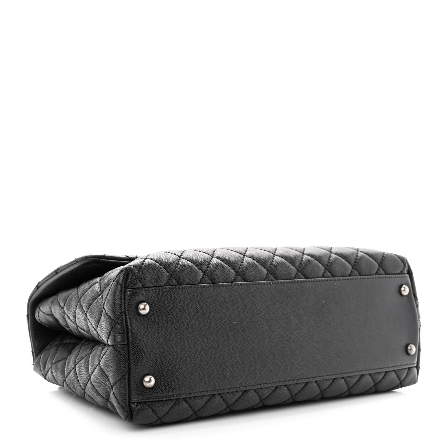 Caviar Lizard Quilted Medium Coco Handle Flap Black