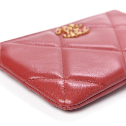 Chanel Shiny Goatskin Quilted Small Chanel 19 Pouch Red 10 of 12