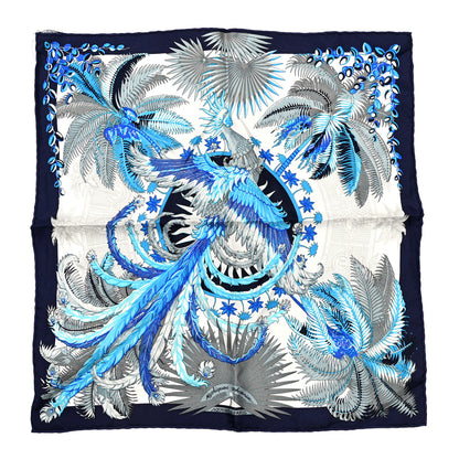Hermes Silk Mythiques Phoenix Coloriages Scarf 45 White Bleu Turquoise 1 of 5
