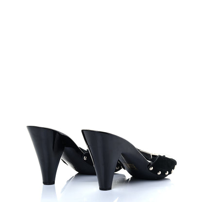 Chanel Suede CC Buckle Clogs 36 Black 3 of 6