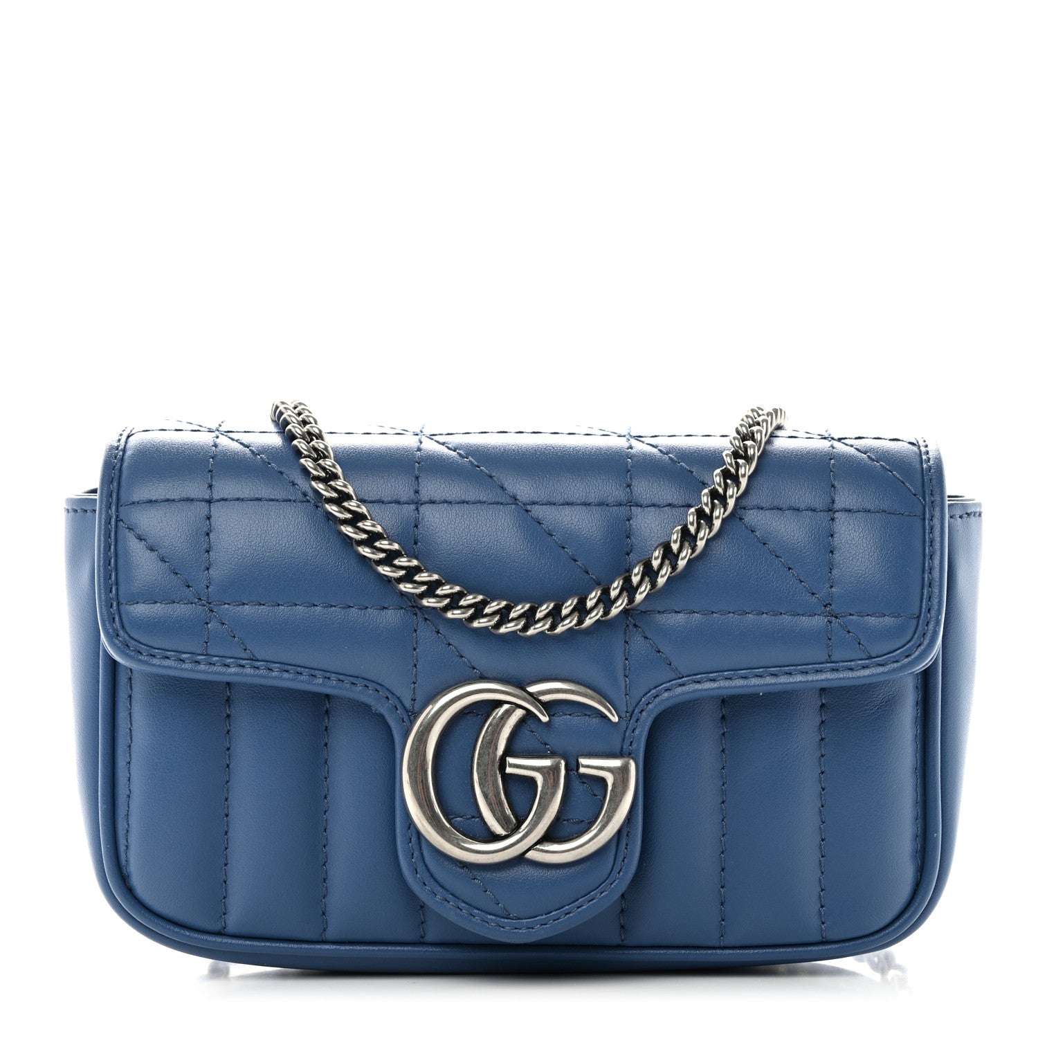 Gucci Calfskin Matelasse Aria Super Mini GG Marmont Shoulder Bag Clear Blue 1 of 11