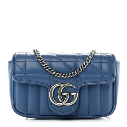 Gucci Calfskin Matelasse Aria Super Mini GG Marmont Shoulder Bag Clear Blue 1 of 11