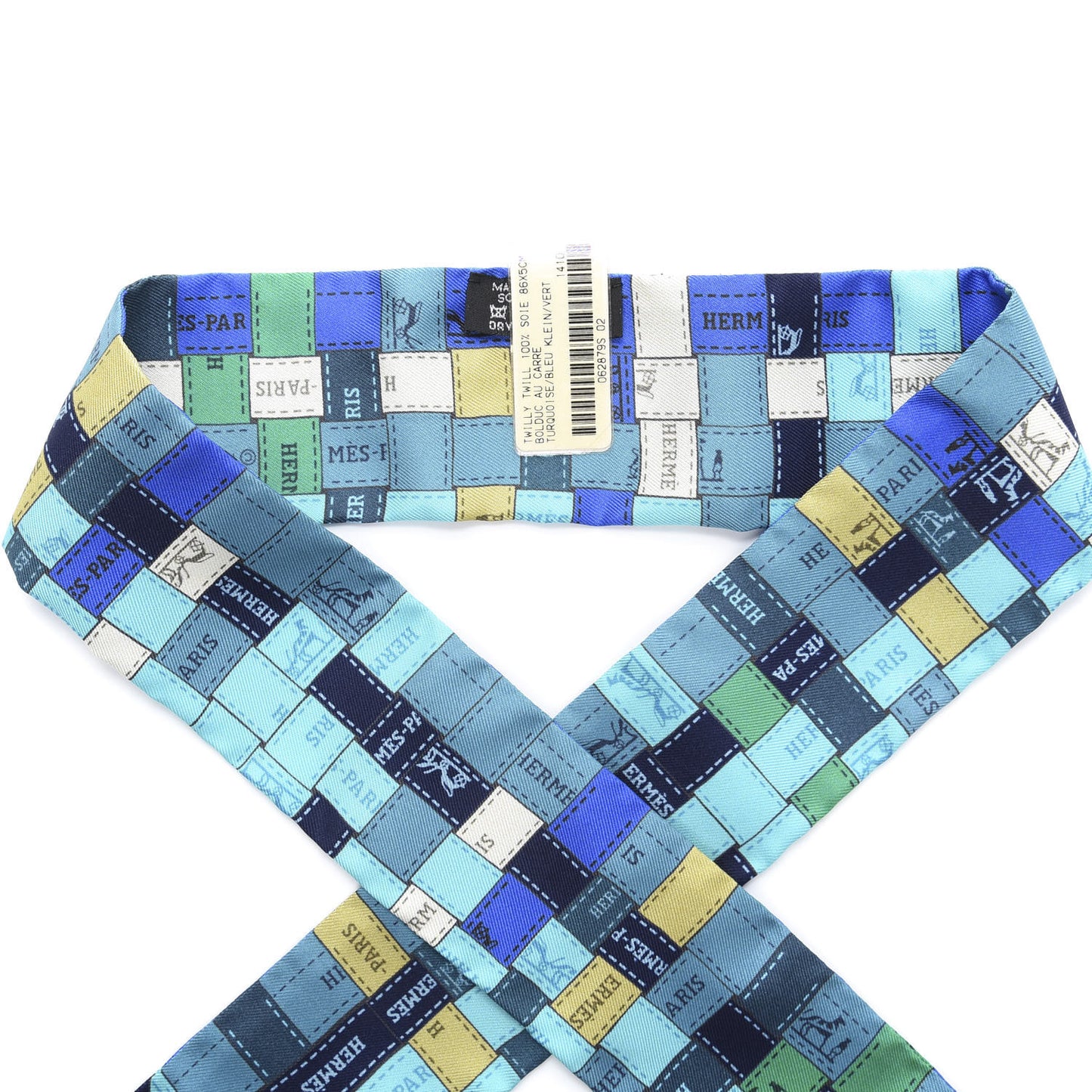 Silk Bolduc Au Carre Twilly Turquoise Bleu Klein Vert