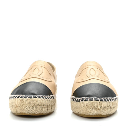 Chanel Lambskin CC Espadrilles 40 Beige Black 2 of 7