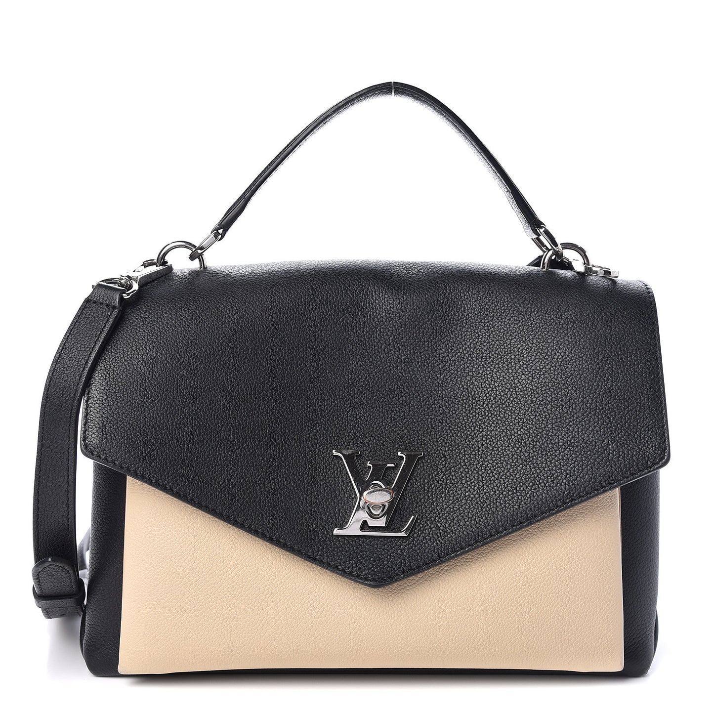 Soft Calfskin My Lockme Top Handle Vanille Black