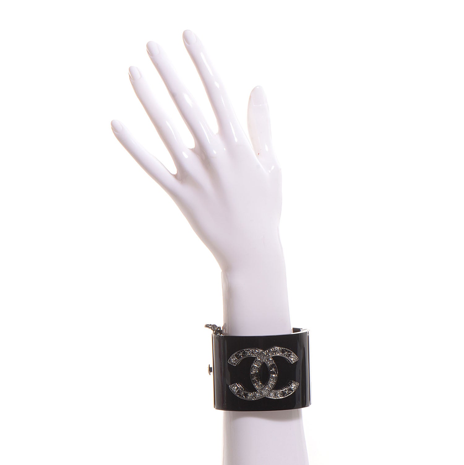 Chanel Resin Crystal CC Cuff Black 2 of 6
