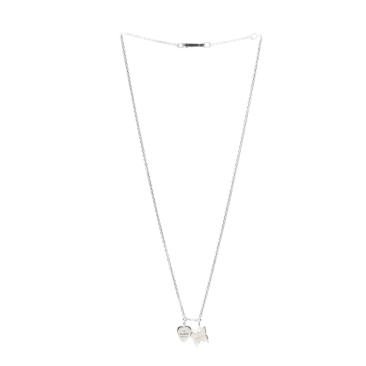 Sterling Silver Trademark Butterfly Heart Charm Pendant Necklace