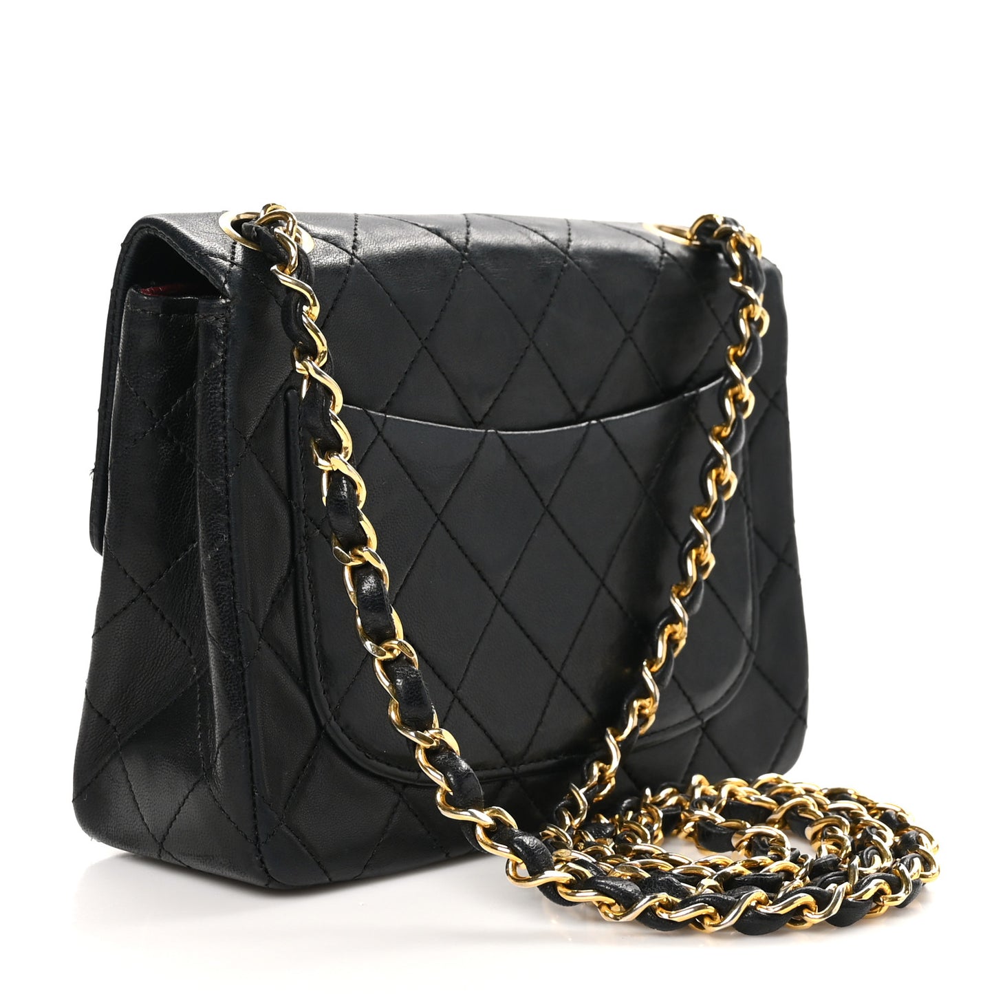 Lambskin Quilted Mini Square Flap Black