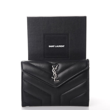 Saint Laurent Lambskin Y Quilted Monogram Small Loulou Envelope Wallet Black 8 of 8