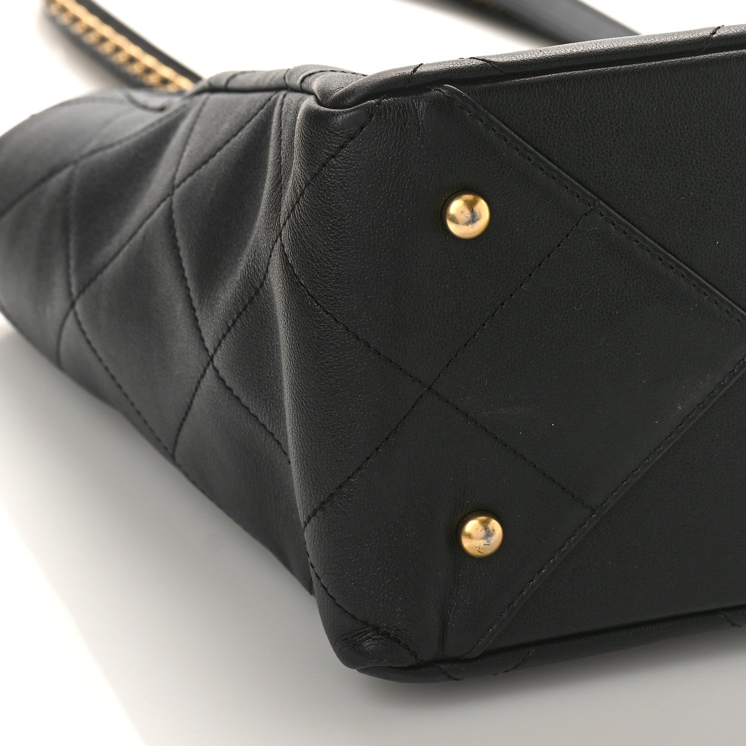 Chanel Calfskin Quilted Chain Shopping Tote Black 9 of 11
