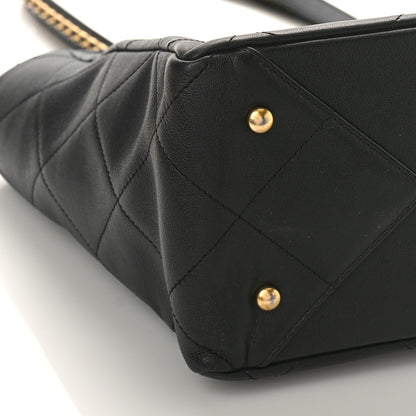 Chanel Calfskin Quilted Chain Shopping Tote Black 9 of 11
