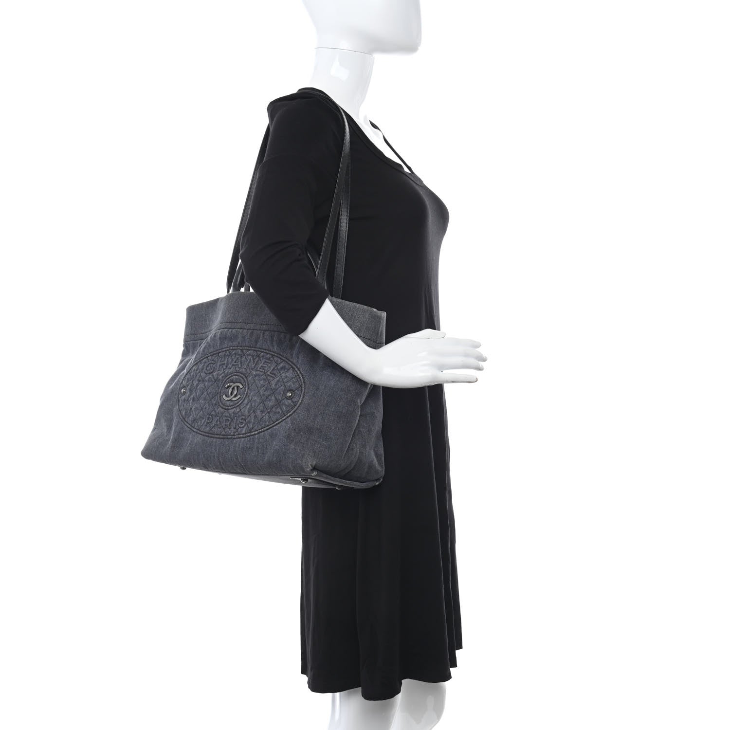 Chanel Denim CC Logo Tote Blue 2 of 10