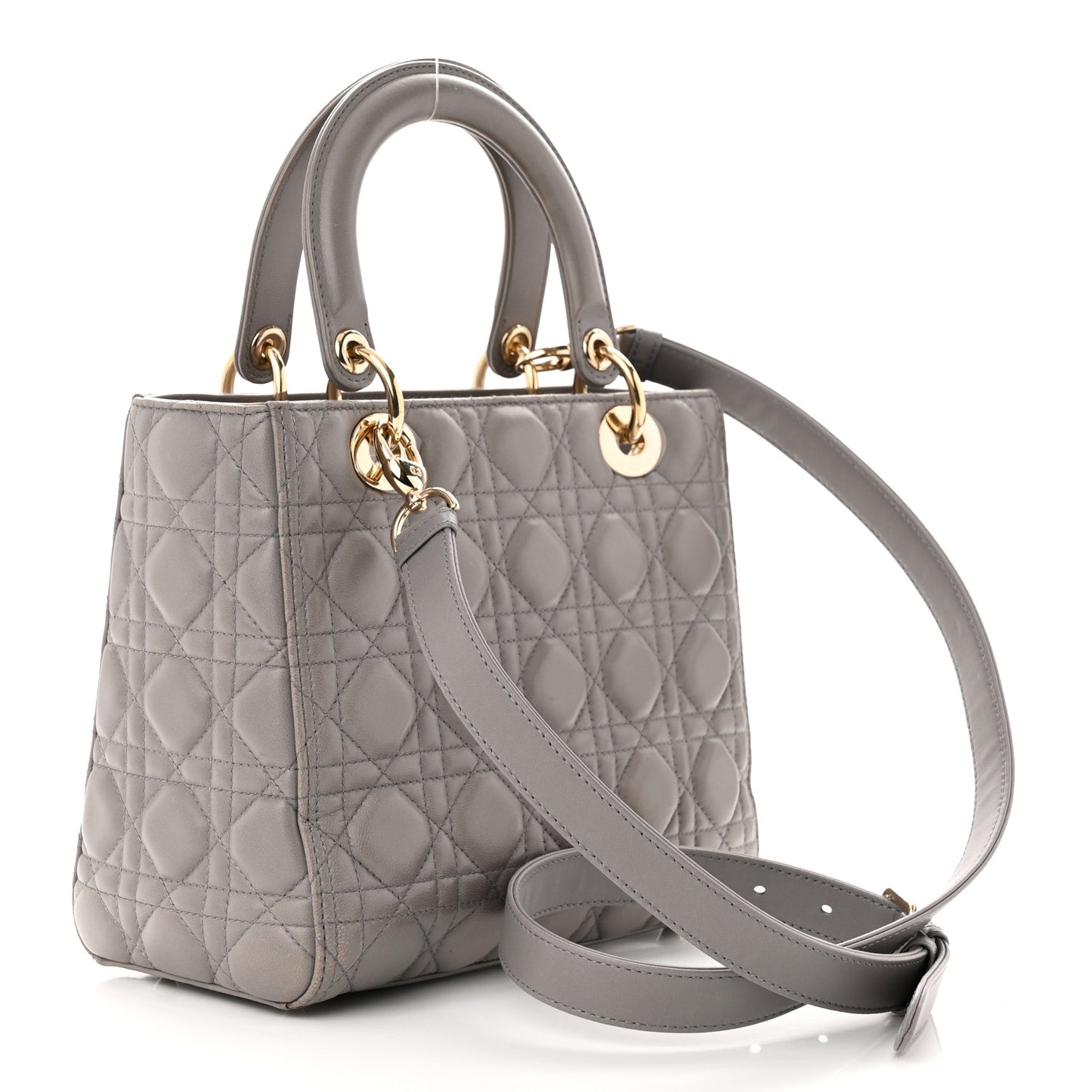 Lambskin Cannage Medium Lady Dior Grey