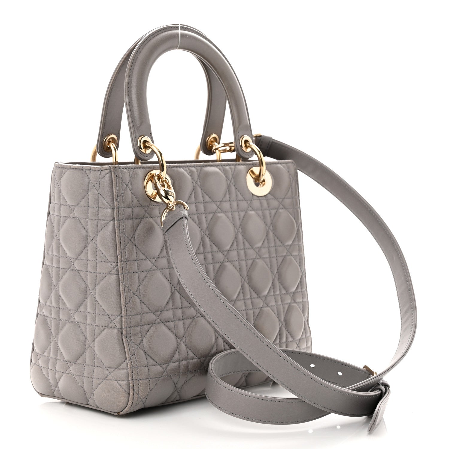 Christian Dior Lambskin Cannage Medium Lady Dior Grey 3 of 10