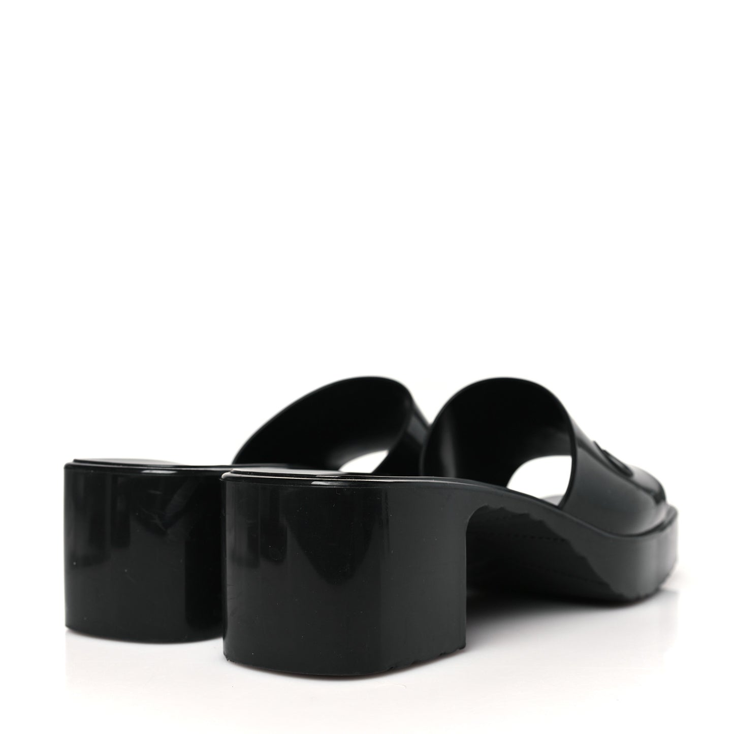 Rubber Gucci Logo Womens Platform 20/60mm Slide Sandals 37 Black