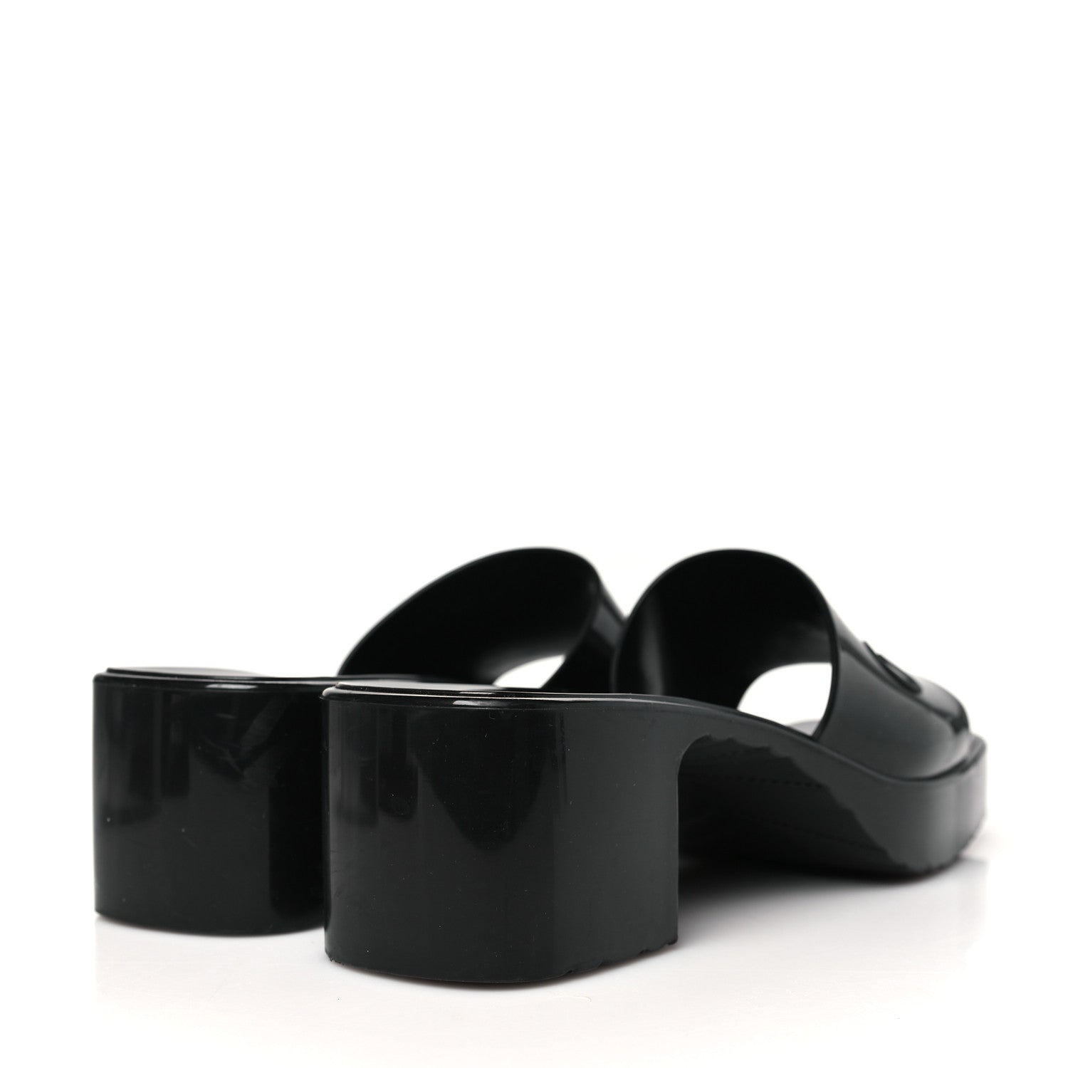 Gucci Rubber Gucci Logo Womens Platform 20/60mm Slide Sandals 37 Black 5 of 10