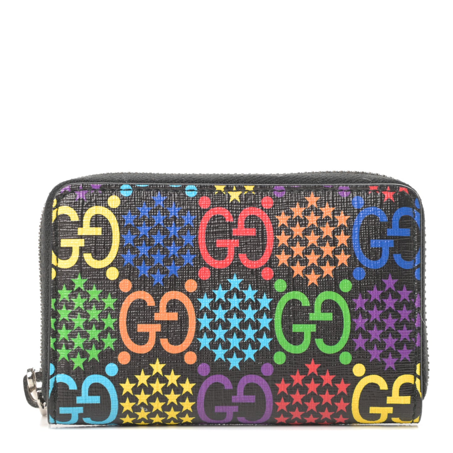 GG Supreme Monogram Psychedelic Zip Around Card Case Wallet Black