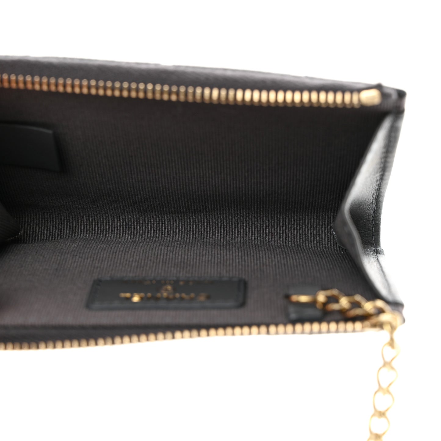 Caviar Quilted Zipped Key Holder Case Dark Gray