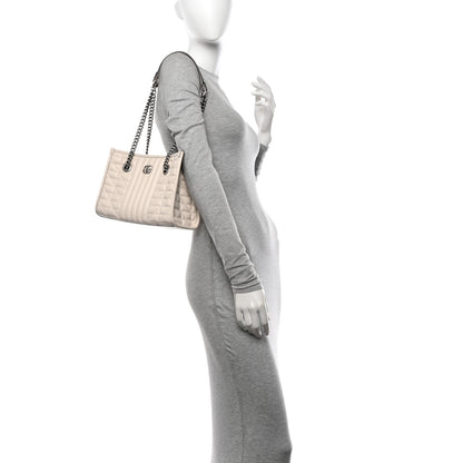 Gucci Calfskin Matelasse Aria Small GG Marmont Shoulder Tote Mystic White 2 of 10