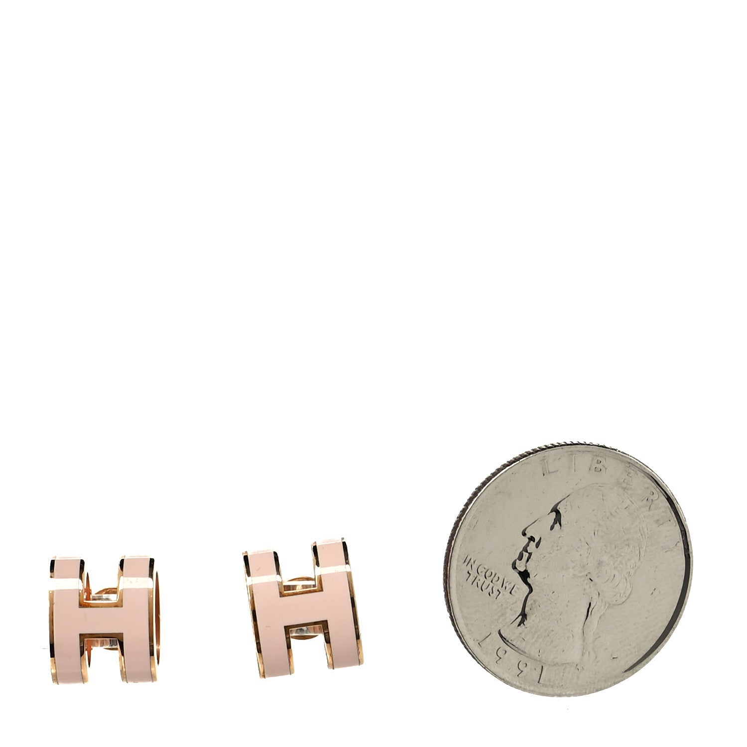 Hermes Rose Gold Lacquered Pop H Earrings Rose Dragee 2 of 4