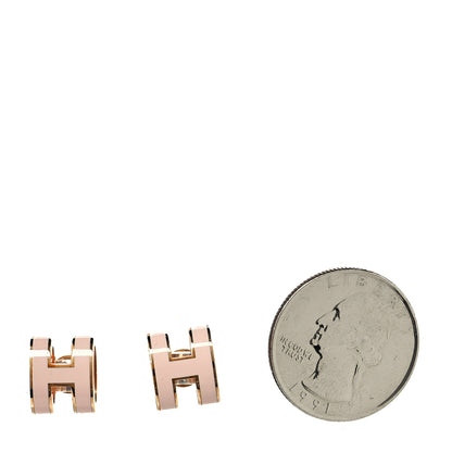 Hermes Rose Gold Lacquered Pop H Earrings Rose Dragee 2 of 4