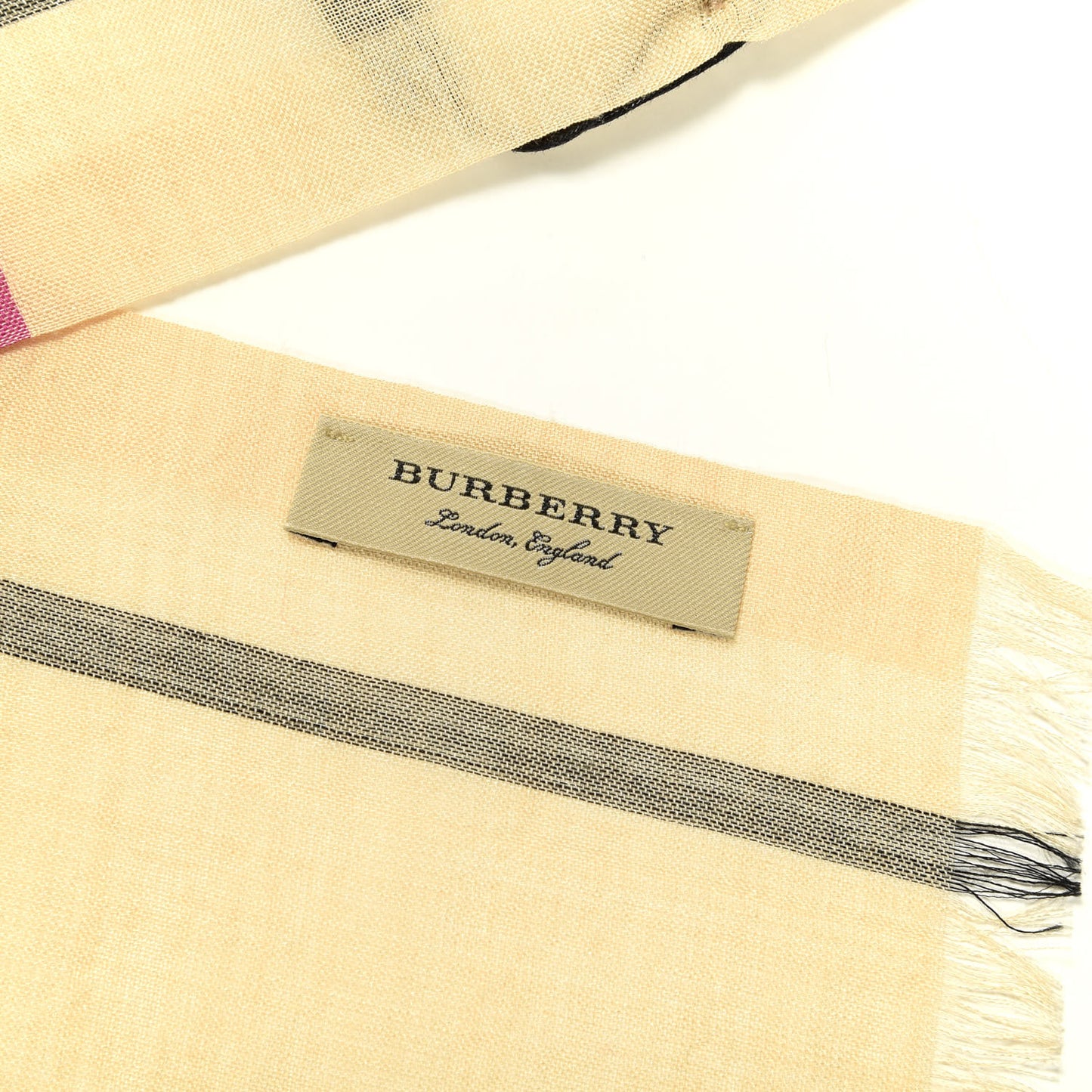 Silk Wool Gauze Giant Check Scarf Light Yellow