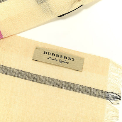 Burberry Silk Wool Gauze Giant Check Scarf Light Yellow 3 of 4