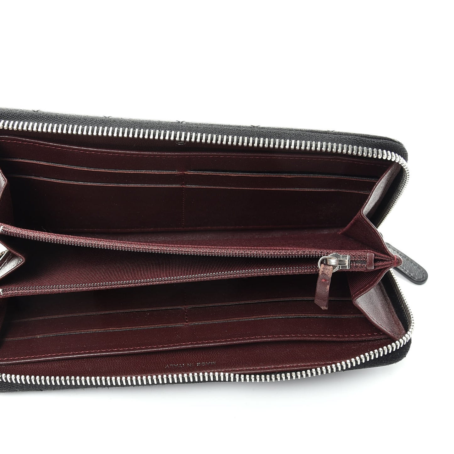 Lambskin Quilted Large Gusset Zip Around Wallet Black