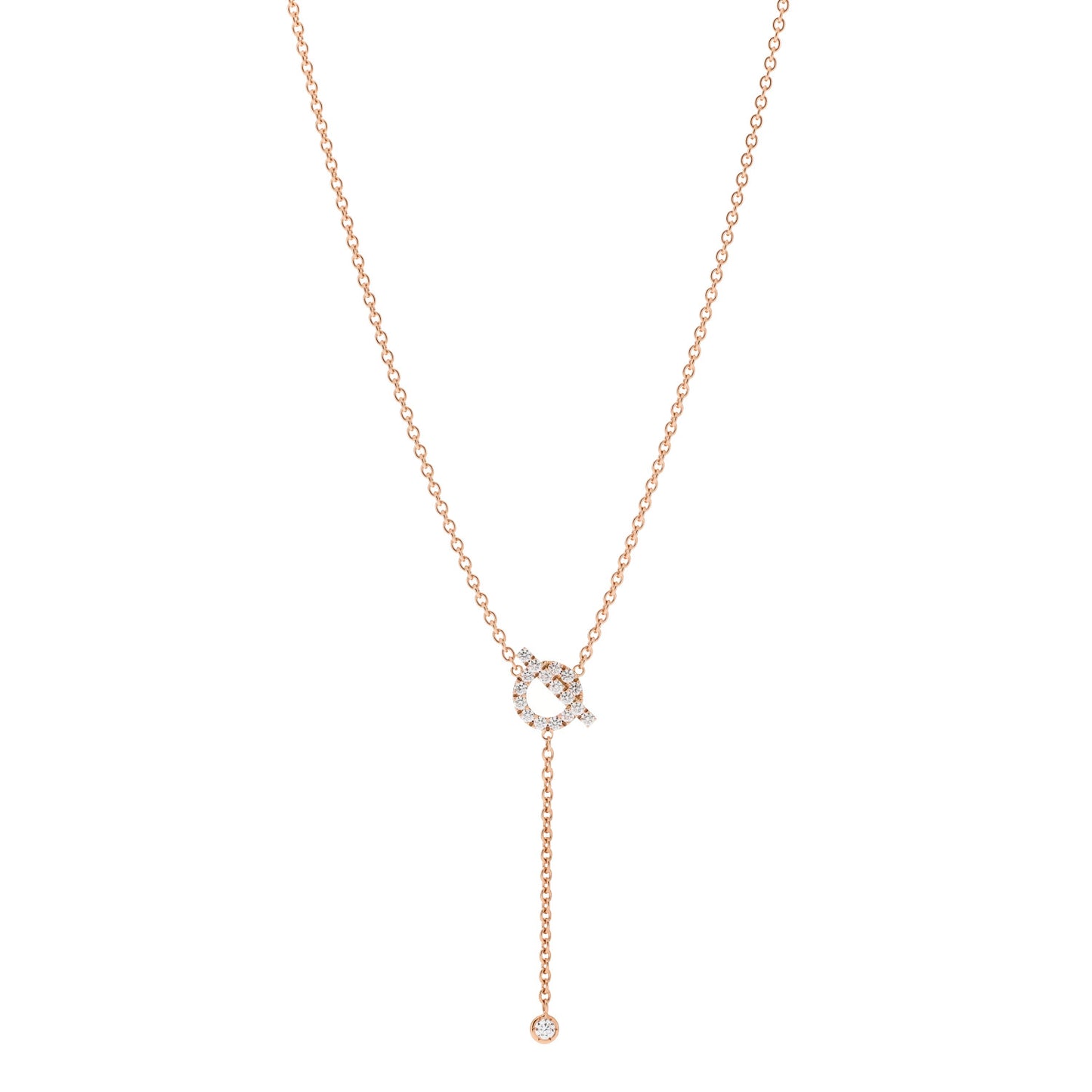 18K Rose Gold Diamond Finesse Lariat Necklace