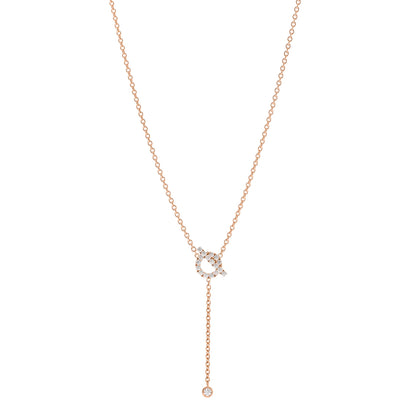 Hermes 18K Rose Gold Diamond Finesse Lariat Necklace 1 of 6