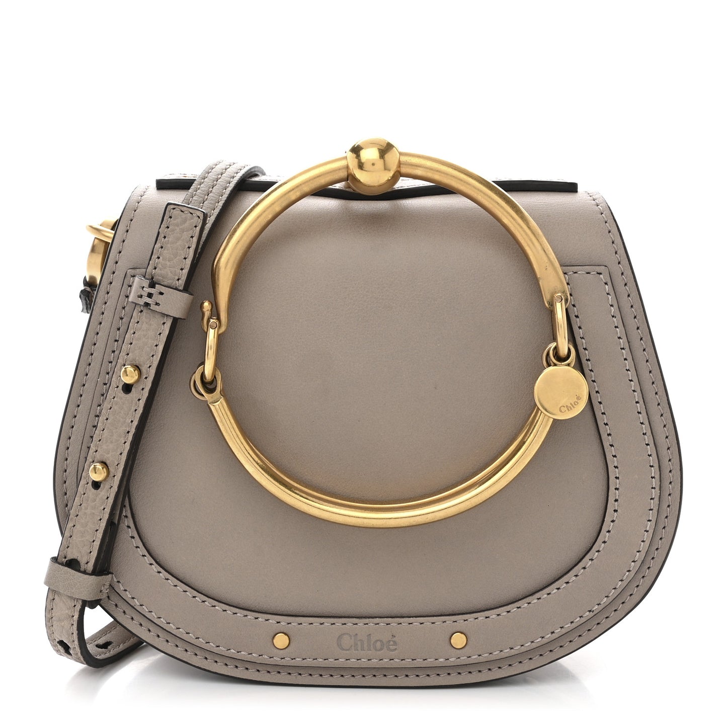 Calfskin Suede Small Nile Bracelet Bag Motty Grey