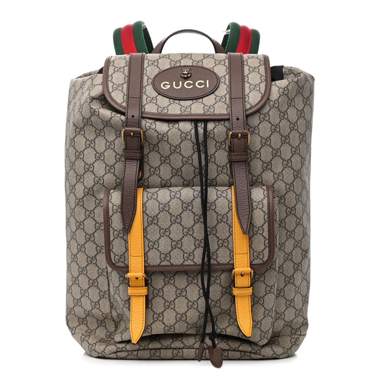 Soft GG Supreme Monogram Neo Vintage Double Buckle Backpack Beige New Acero Crop