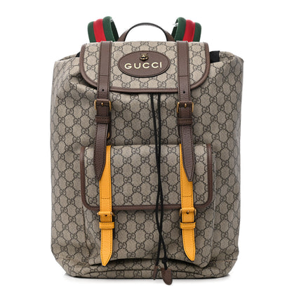 Gucci Soft GG Supreme Monogram Neo Vintage Double Buckle Backpack Beige New Acero Crop 1 of 10