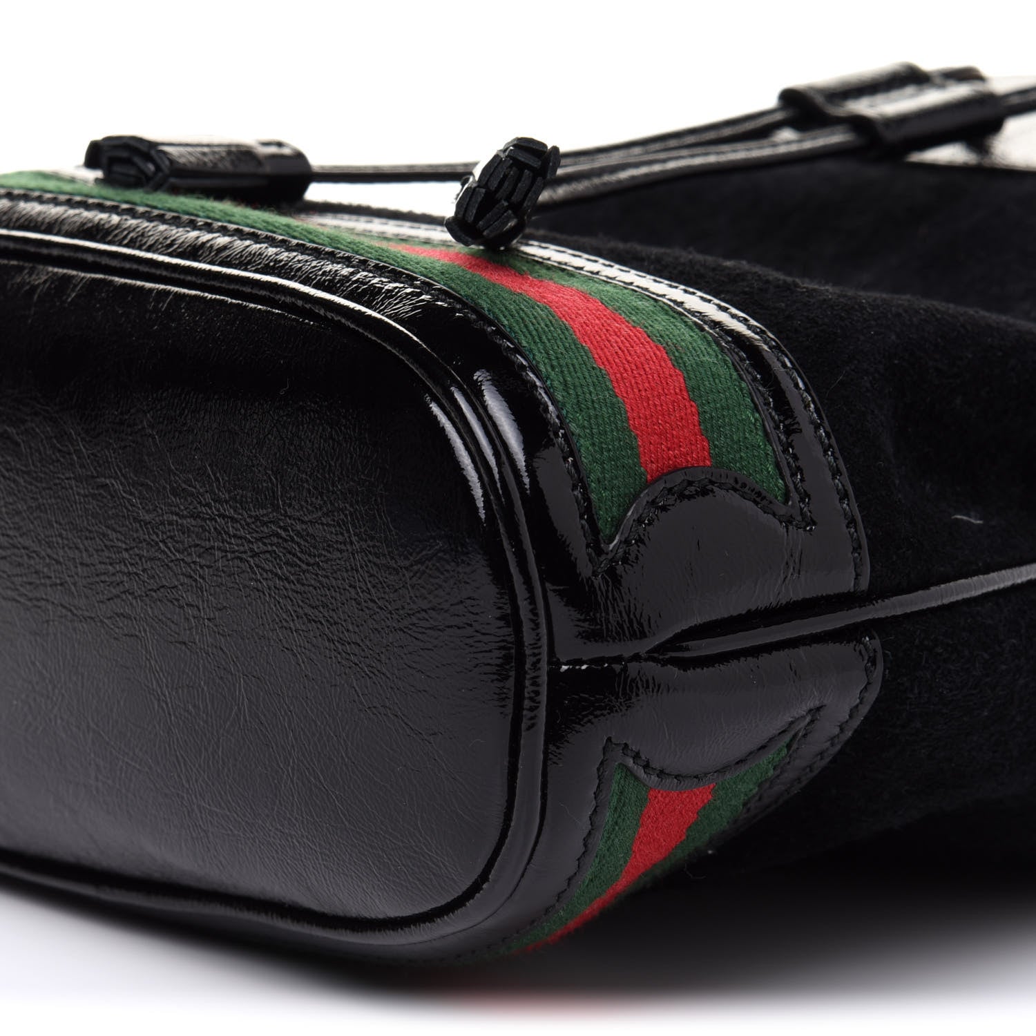 Gucci Suede Patent Web Small Ophidia Bucket Bag Black 10 of 10