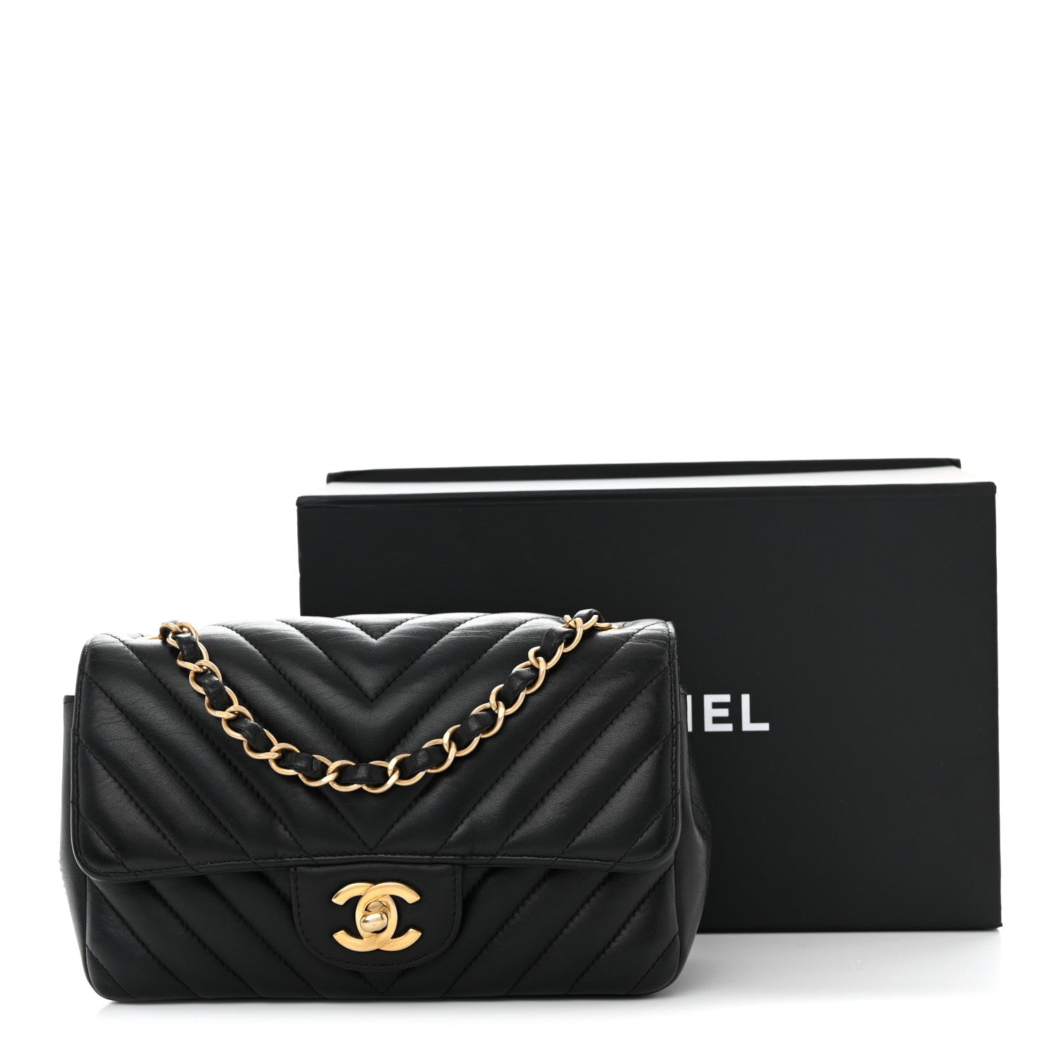Chanel Lambskin Chevron Quilted Mini Rectangular Flap Black 11 of 11