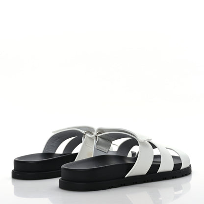 Hermes Calfskin Womens Chypre Sandals 37 White 4 of 9