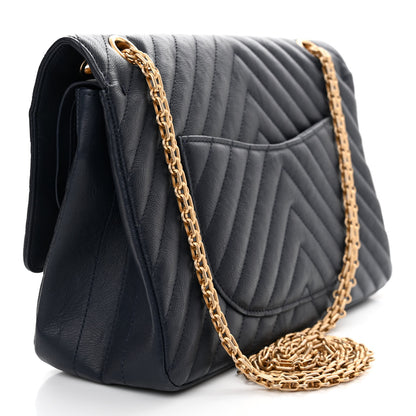 Chanel Crumpled Calfskin Chevron Quilted 2.55 Reissue 226 Navy Blue 3 of 15