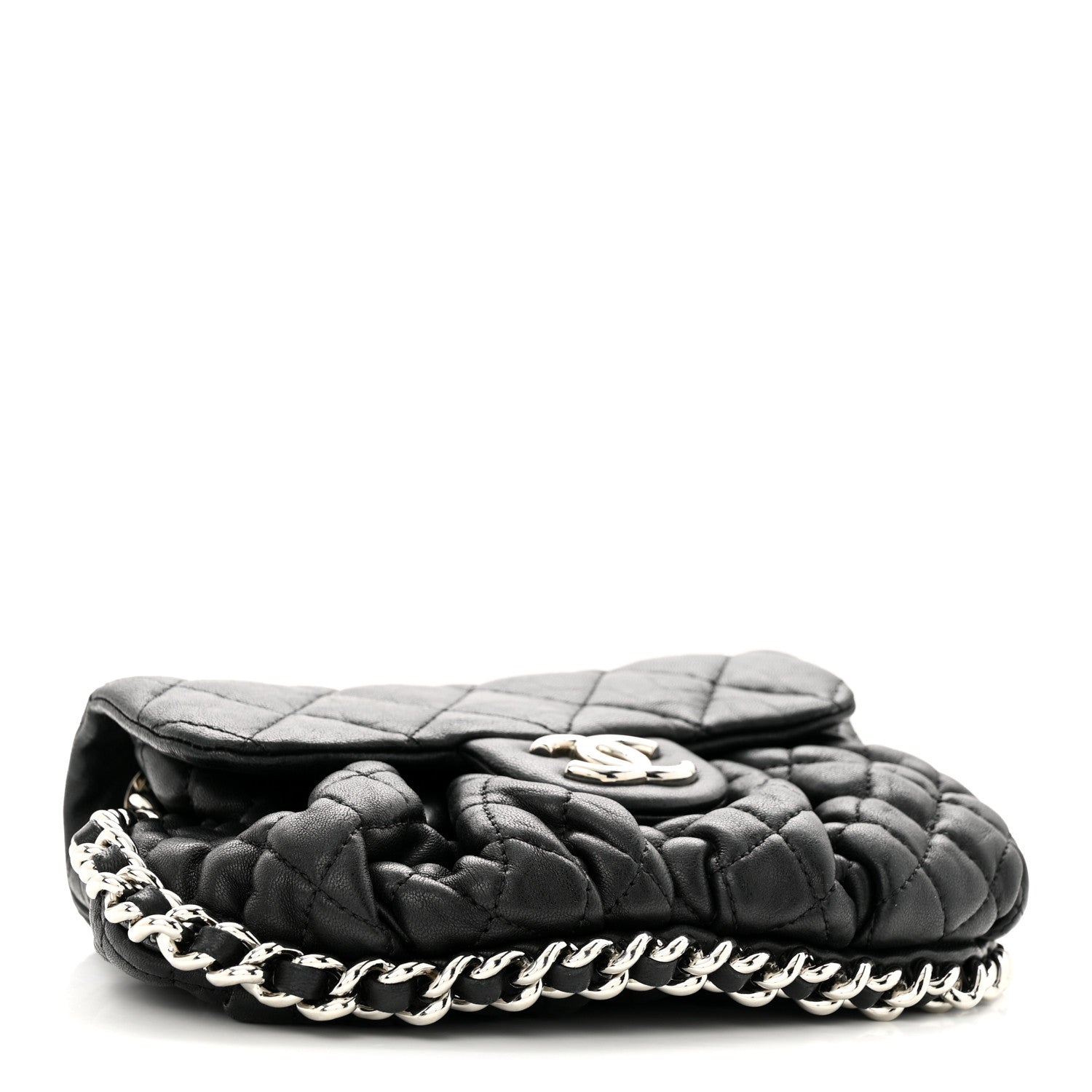 Chanel Washed Lambskin Quilted Mini Chain Around Flap Black 4 of 19
