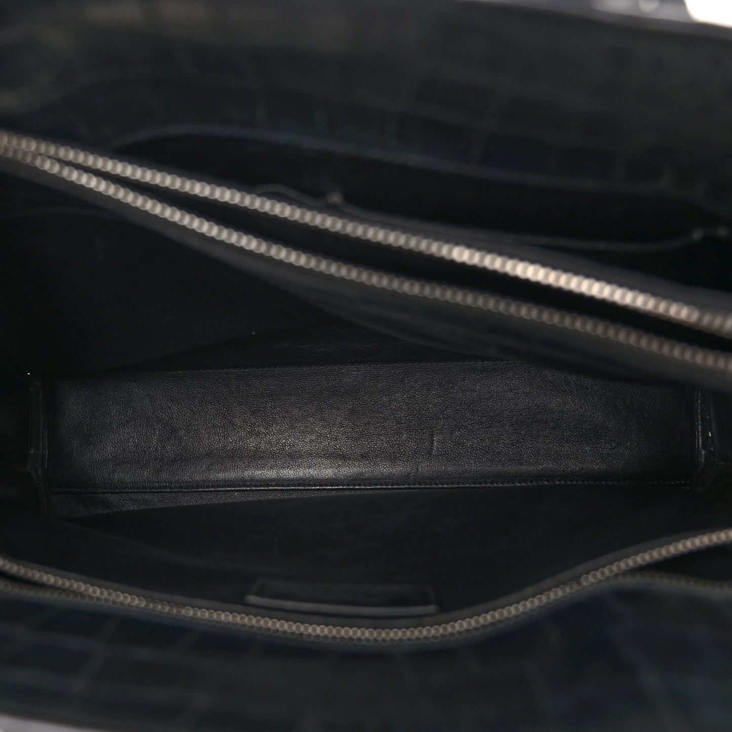 Calfskin Crocodile Embossed Small Sac de Jour Dusty Black