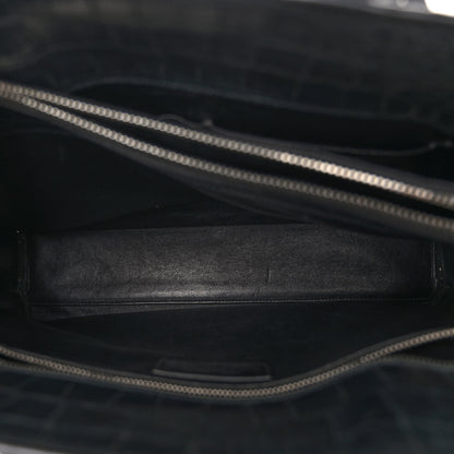 Saint Laurent Calfskin Crocodile Embossed Small Sac de Jour Dusty Black 6 of 9