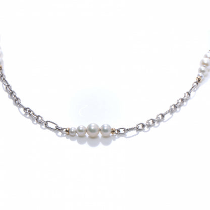 David Yurman 18k Gold and Sterling Silver Pearl Chain Necklace 1 of 5